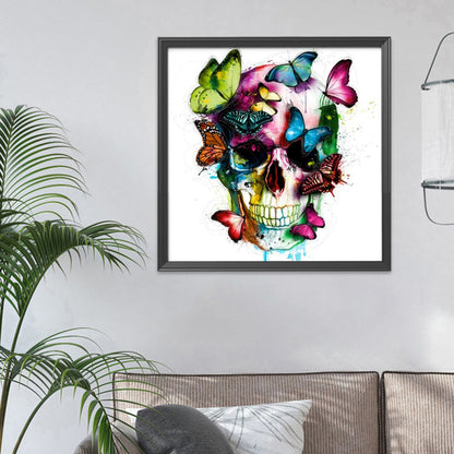 Butterfly Skull - 11CT Stamped Cross Stitch 40*40CM