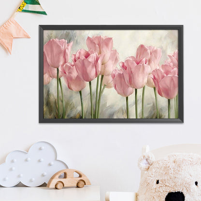 Pink Tulip - 11CT Stamped Cross Stitch 35*50CM