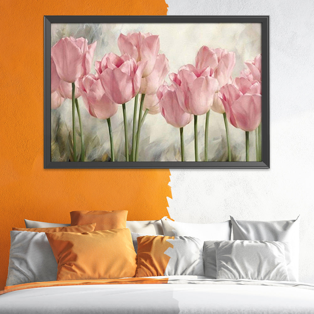 Pink Tulip - 11CT Stamped Cross Stitch 35*50CM