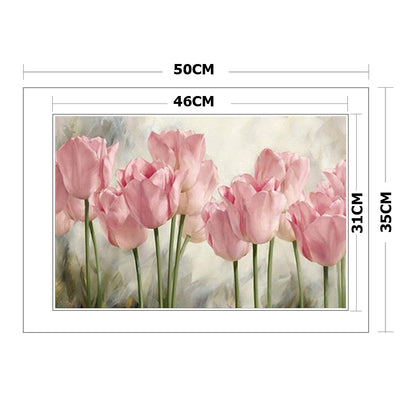 Pink Tulip - 11CT Stamped Cross Stitch 35*50CM