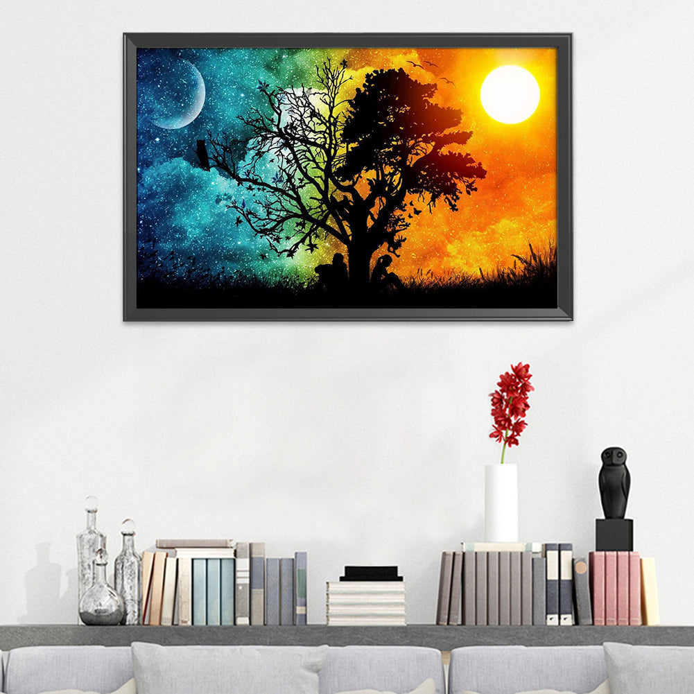 Sunset Tree - 11CT Stamped Cross Stitch 35*50CM