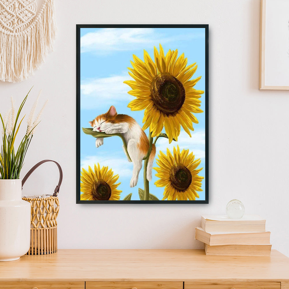 Sunflower Cat - 11CT Stamped Cross Stitch 36*46CM