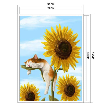 Sunflower Cat - 11CT Stamped Cross Stitch 36*46CM