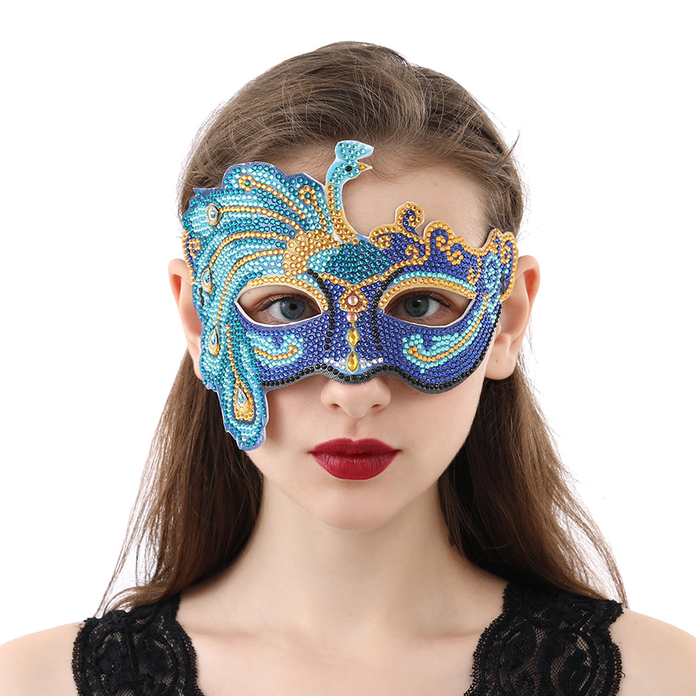 Special Shape Rhinestone DIY Diamond Painting Peacock Masquerade Party Mask