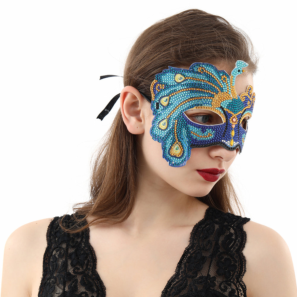 Special Shape Rhinestone DIY Diamond Painting Peacock Masquerade Party Mask