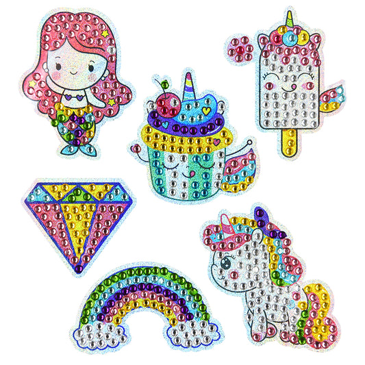 6pcs DIY Painting Decal Diamond Set Art Round Drill Rainbow Beauty Sticker