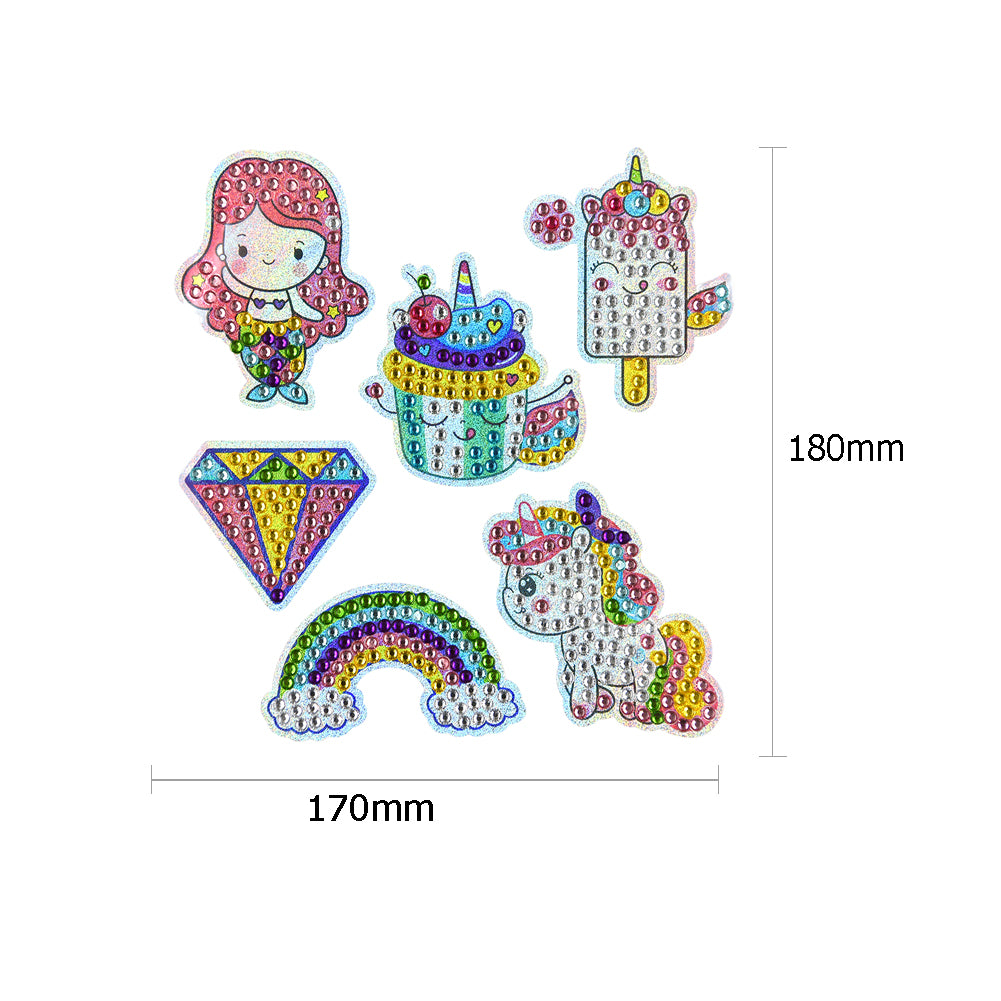 6pcs DIY Painting Decal Diamond Set Art Round Drill Rainbow Beauty Sticker