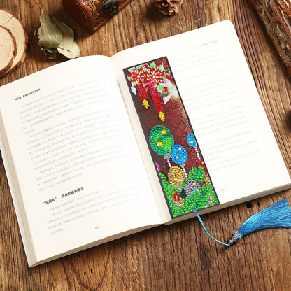 Diamond Painting Bookmark DIY Rhinestone Diamond Leather Tassel Book Marks