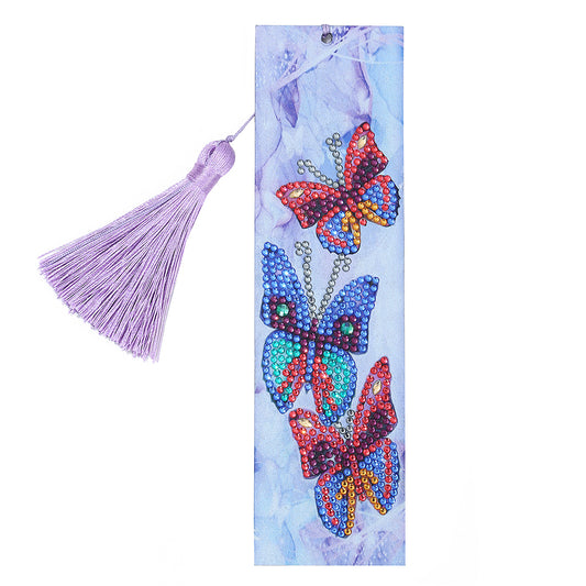 DIY Special Shaped Diamond Painting Leather Bookmark Tassel Handicraft Art