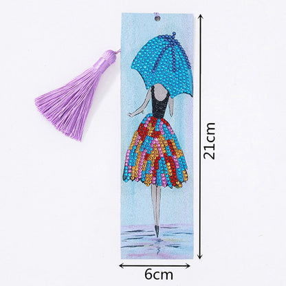 DIY Special Shaped Diamond Painting Leather Bookmark Tassel Handicraft Art