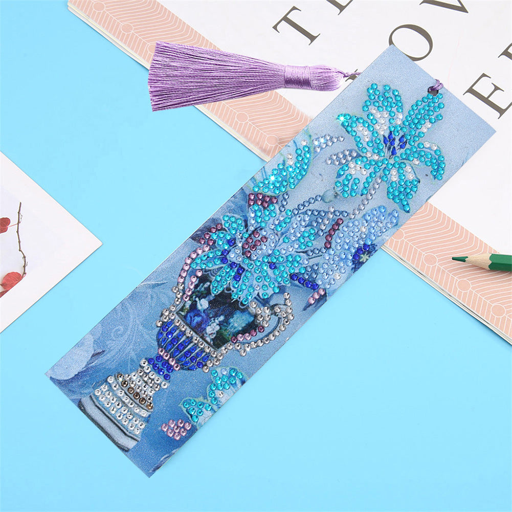 DIY Special Shaped Diamond Painting Leather Bookmark Tassel Handicraft Art