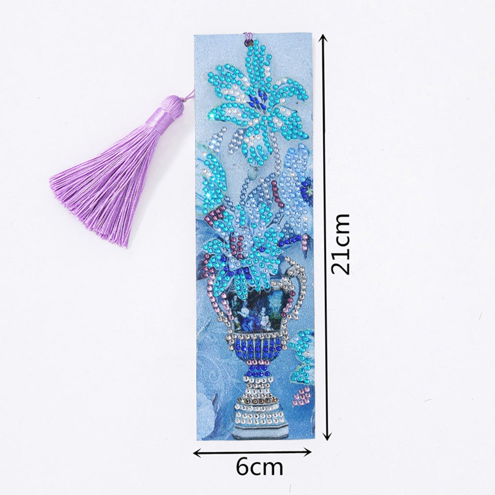 DIY Special Shaped Diamond Painting Leather Bookmark Tassel Handicraft Art