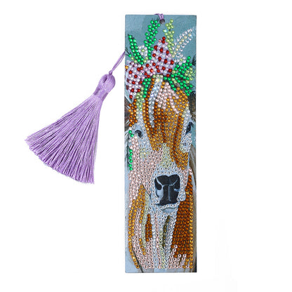 DIY Rhinestone Diamond Painting Leather Bookmarks Animal Leather Handicraft