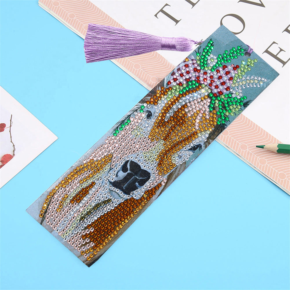 DIY Rhinestone Diamond Painting Leather Bookmarks Animal Leather Handicraft