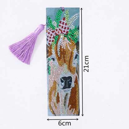 DIY Rhinestone Diamond Painting Leather Bookmarks Animal Leather Handicraft