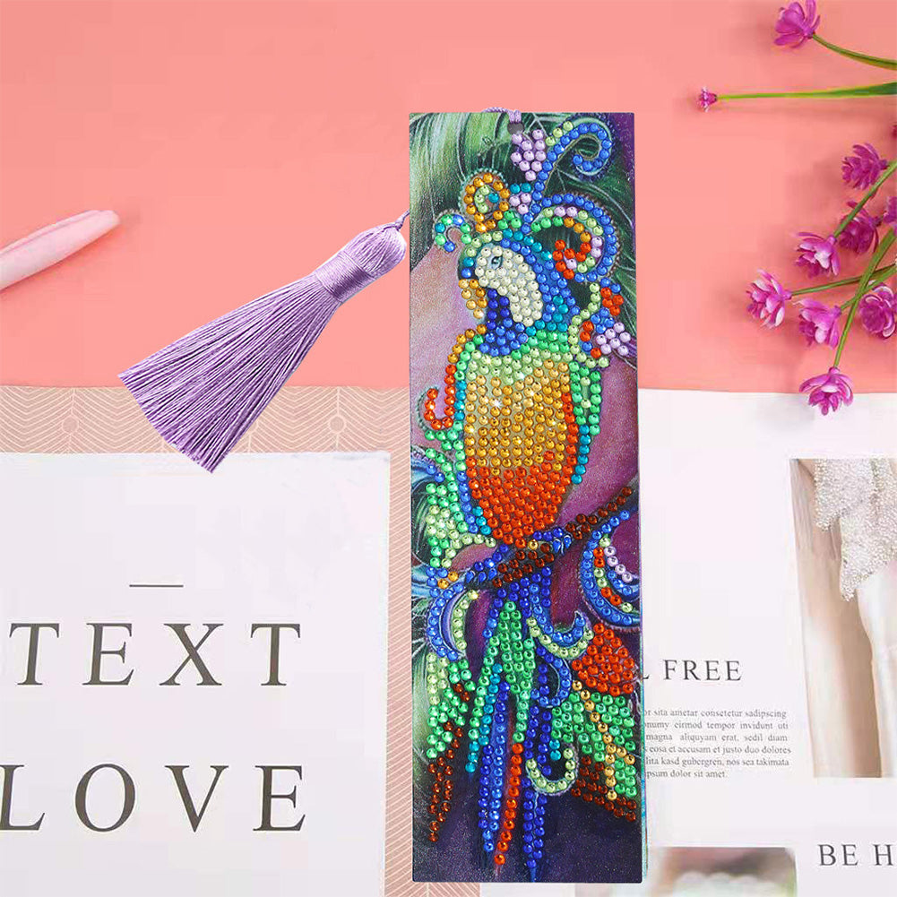 DIY Rhinestone Diamond Painting Leather Bookmarks Animal Leather Handicraft