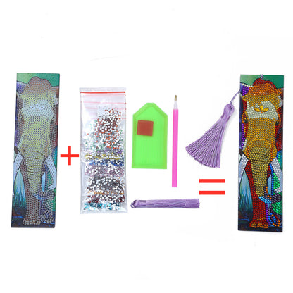 DIY Rhinestone Diamond Painting Leather Bookmarks Animal Leather Handicraft