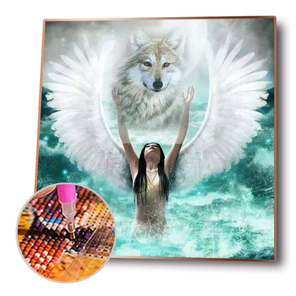 Angel Wolf - Full Round Drill Diamond Painting 30*30CM