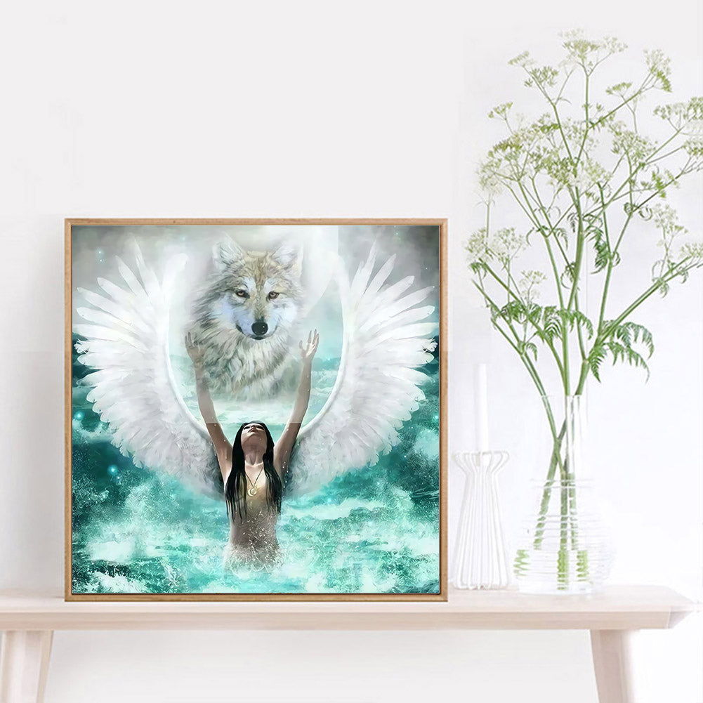 Angel Wolf - Full Round Drill Diamond Painting 30*30CM