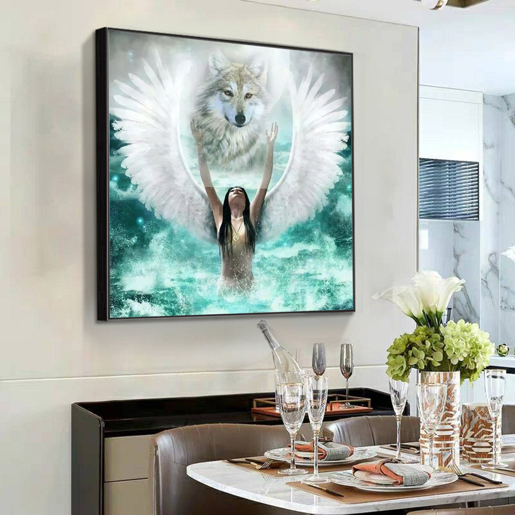 Angel Wolf - Full Round Drill Diamond Painting 30*30CM