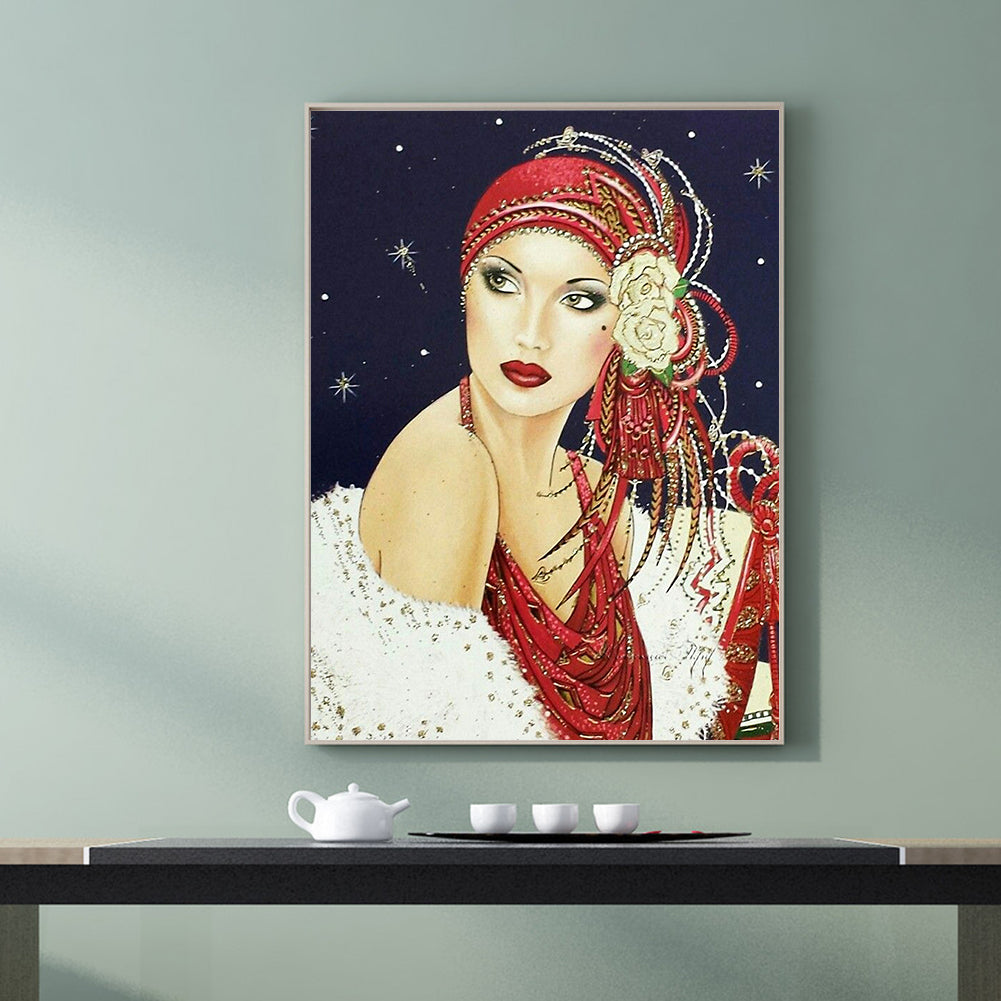 Lady - Full Round Drill Diamond Painting 30*40CM