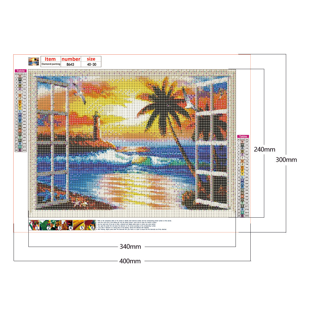 Window Beach - Full Round Drill Diamond Painting 40*30CM