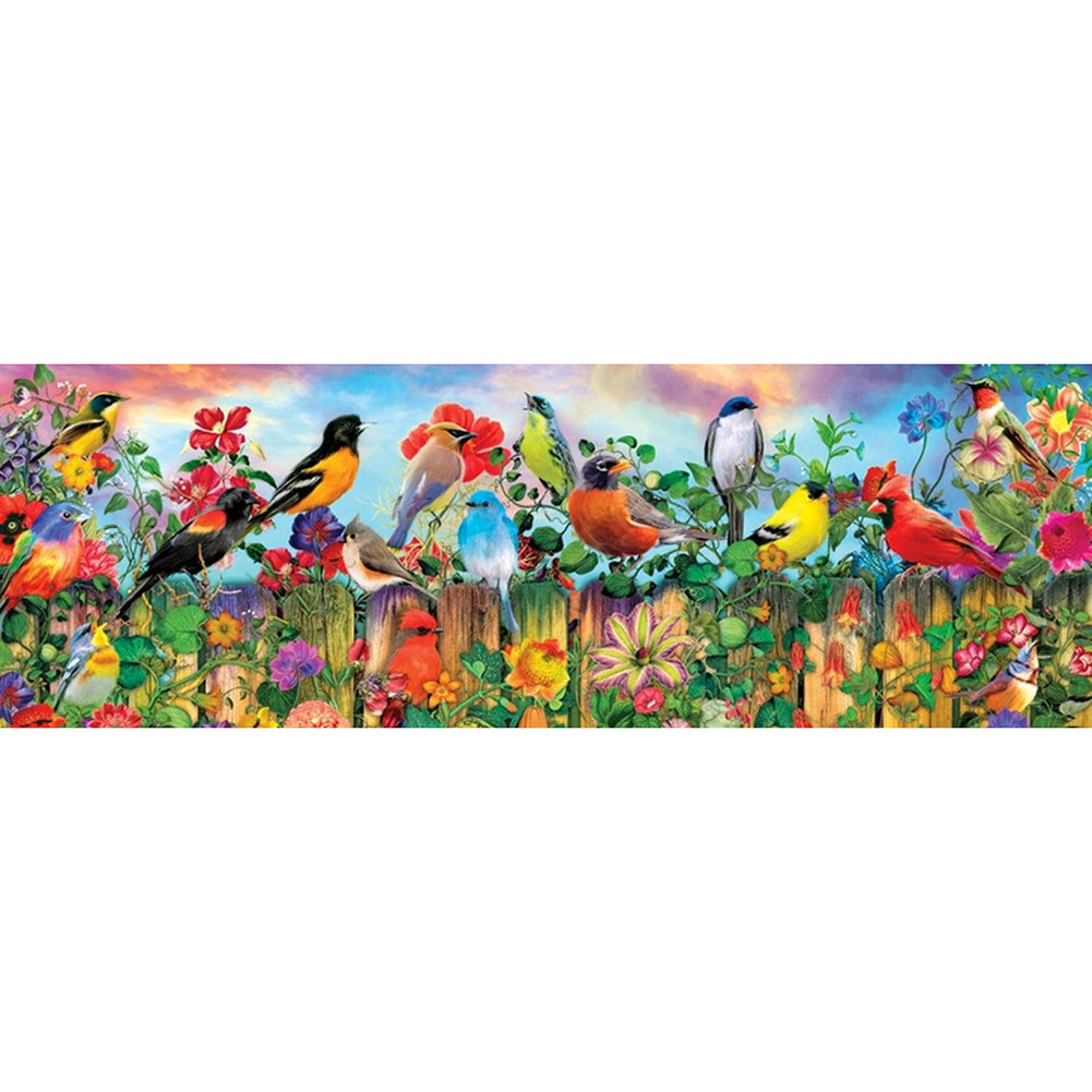 Fence Birds - Full Round Drill Diamond Painting 90*30CM