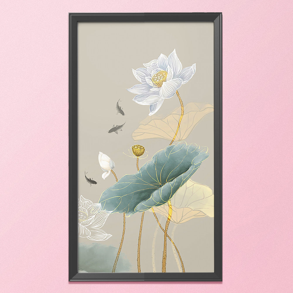 Lotus - 11CT Stamped Cross Stitch 36*65CM