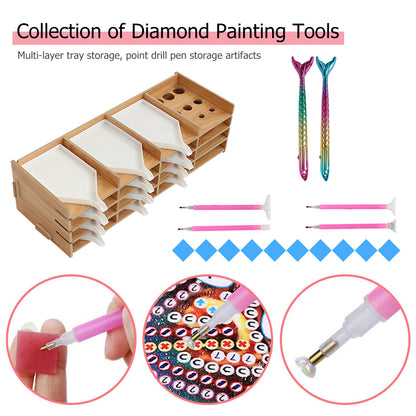 Wooden Diamond Painting Tool Tray DIY Beading Drill Storage Holder Plate