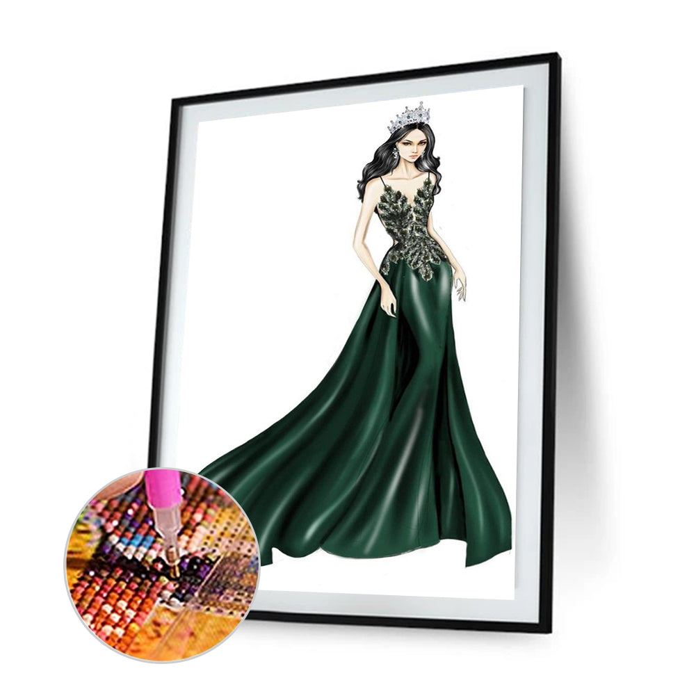 Dress Lady - Full Round Drill Diamond Painting 30*45CM