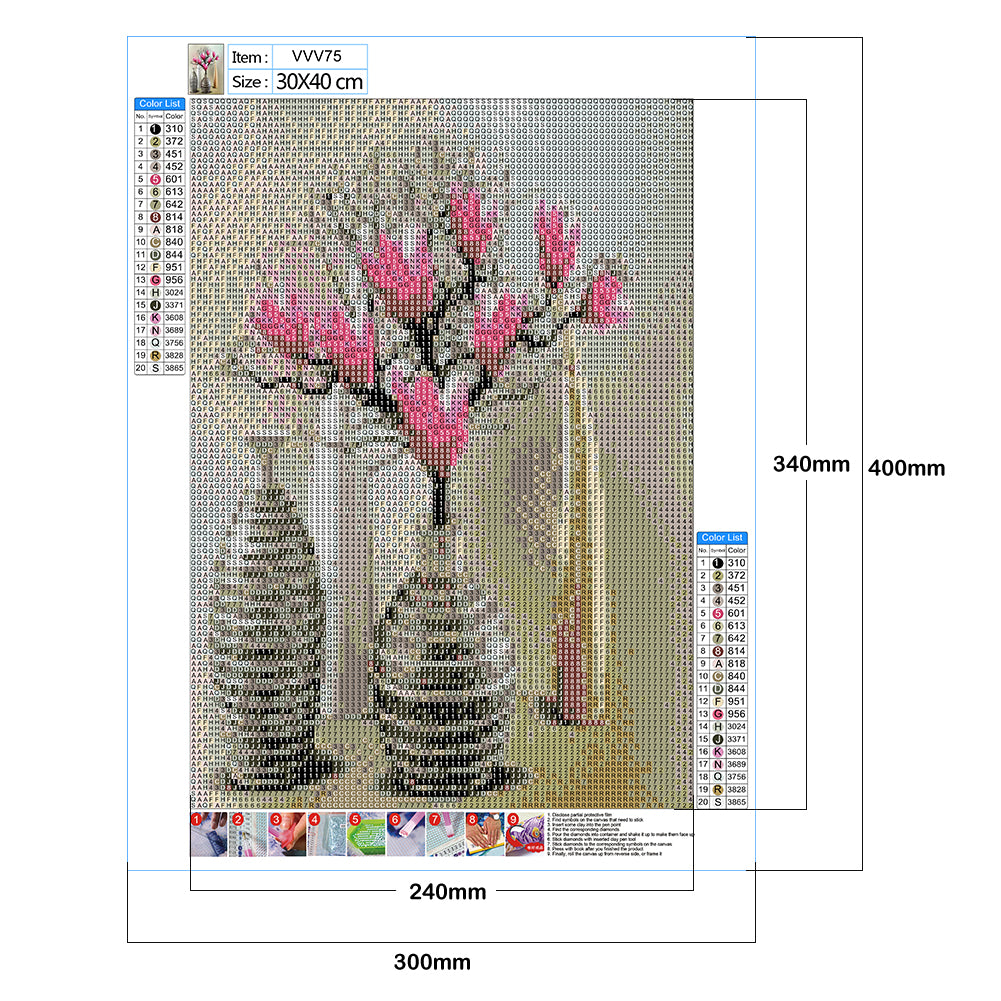 Flower Vase - Full Round Drill Diamond Painting 30*40CM