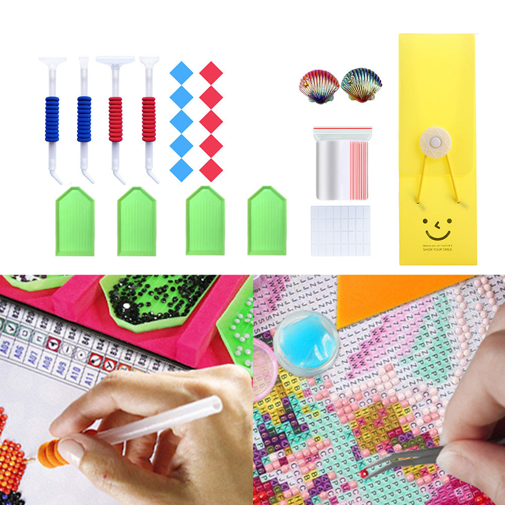 Elbow Point Drill Pen Clay Tray Box 5D Diamond Painting Tool Accessory Kit