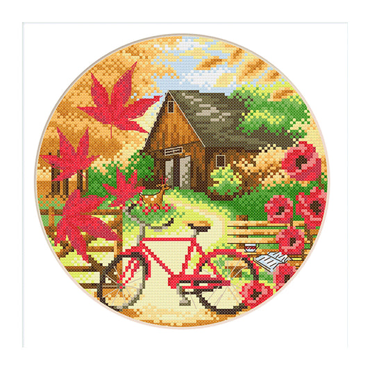 Fall Scenery - 11CT Stamped Cross Stitch 35*35CM