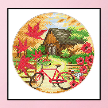 Fall Scenery - 11CT Stamped Cross Stitch 35*35CM