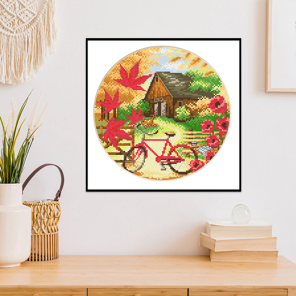 Fall Scenery - 11CT Stamped Cross Stitch 35*35CM