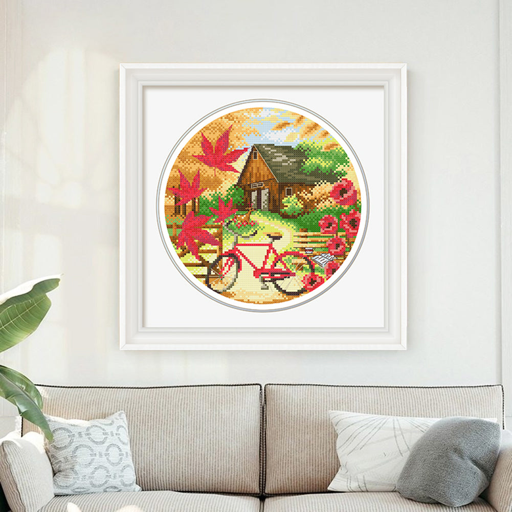 Fall Scenery - 11CT Stamped Cross Stitch 35*35CM