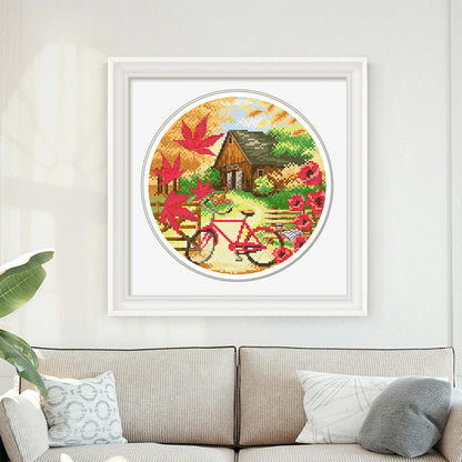 Fall Scenery - 11CT Stamped Cross Stitch 35*35CM
