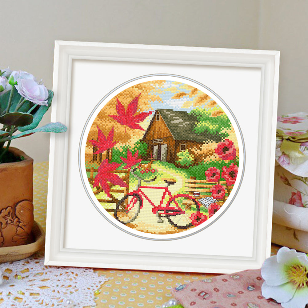 Fall Scenery - 11CT Stamped Cross Stitch 35*35CM