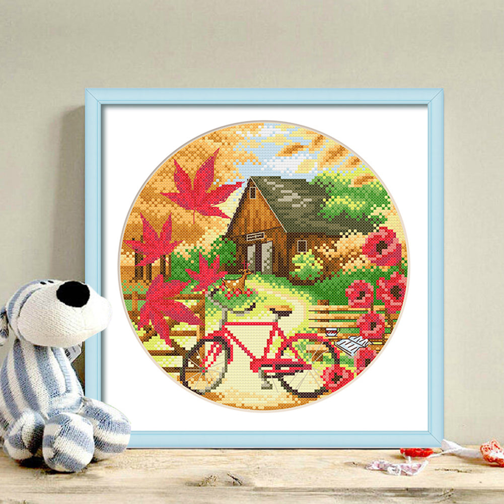 Fall Scenery - 11CT Stamped Cross Stitch 35*35CM
