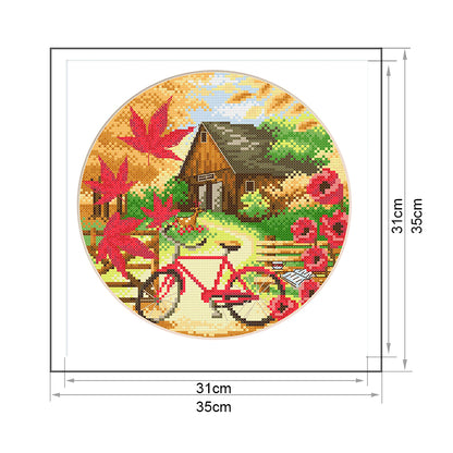 Fall Scenery - 11CT Stamped Cross Stitch 35*35CM