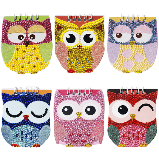 6pcs 5D Diamond Painting Notebook Set DIY Cartoon Book Children Gift (Owl)