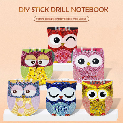 6pcs 5D Diamond Painting Notebook Set DIY Cartoon Book Children Gift (Owl)