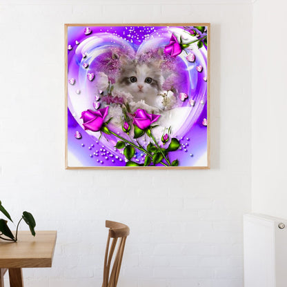 Rose Cat - Full Round Drill Diamond Painting 30*30CM