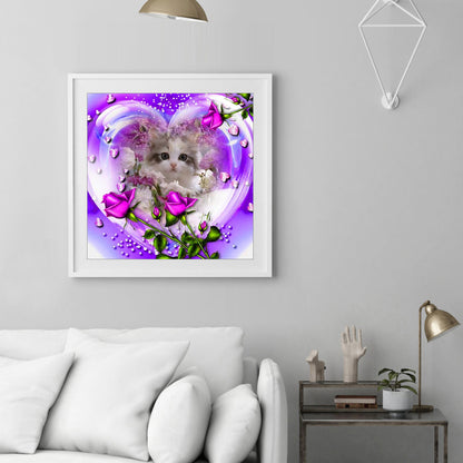 Rose Cat - Full Round Drill Diamond Painting 30*30CM