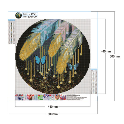 Butterfly Feather - Full Round Drill Diamond Painting 50*50CM