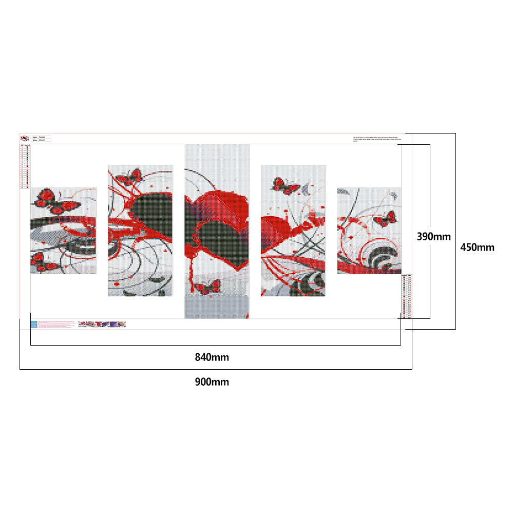 Heart Butterfly - Full Round Drill Diamond Painting 90*45CM