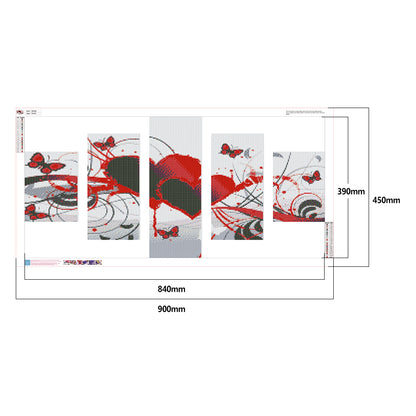 Heart Butterfly - Full Round Drill Diamond Painting 90*45CM