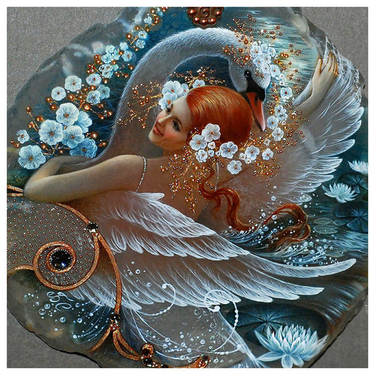 Swan Girl - Full Round Drill Diamond Painting 30*30CM