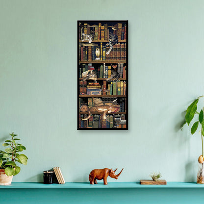 Bookcase Cat - Full Round Drill Diamond Painting 40*80CM