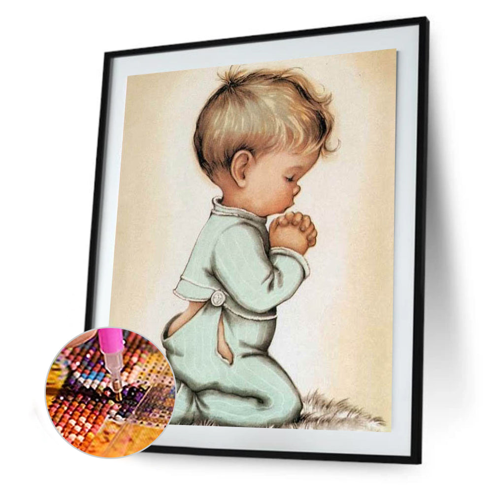 Kid Pray - Full Round Drill Diamond Painting 30*40CM